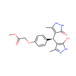 COC(=O)COc1ccc([C@H](c2c(C)n[nH]c2O)c2c(C)[nH][nH]c2=O)cc1 ZINC000004148830