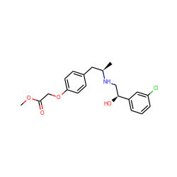 COC(=O)COc1ccc(C[C@@H](C)NC[C@H](O)c2cccc(Cl)c2)cc1 ZINC000000575232