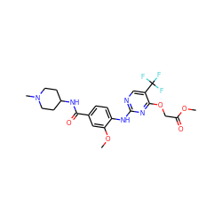 COC(=O)COc1nc(Nc2ccc(C(=O)NC3CCN(C)CC3)cc2OC)ncc1C(F)(F)F ZINC000148462207