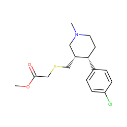 COC(=O)CSC[C@@H]1CN(C)CC[C@@H]1c1ccc(Cl)cc1 ZINC000013677513