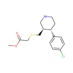 COC(=O)CSC[C@H]1CNCC[C@@H]1c1ccc(Cl)cc1 ZINC000013584896