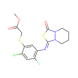 COC(=O)CSc1cc(/N=c2\sc(=O)n3n2CCCC3)c(F)cc1Cl ZINC000013831530