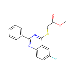 COC(=O)CSc1nc(-c2ccccc2)nc2ccc(F)cc12 ZINC000000421607