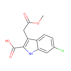 COC(=O)Cc1c(C(=O)O)[nH]c2cc(Cl)ccc12 ZINC000013821262