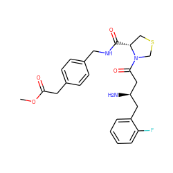 COC(=O)Cc1ccc(CNC(=O)[C@@H]2CSCN2C(=O)C[C@H](N)Cc2ccccc2F)cc1 ZINC000028390329