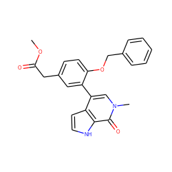 COC(=O)Cc1ccc(OCc2ccccc2)c(-c2cn(C)c(=O)c3[nH]ccc23)c1 ZINC000207605784