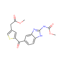 COC(=O)Cc1csc(C(=O)c2ccc3[nH]c(NC(=O)OC)nc3c2)c1 ZINC000027416194