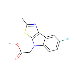 COC(=O)Cn1c2ccc(F)cc2c2nc(C)sc21 ZINC000002324413