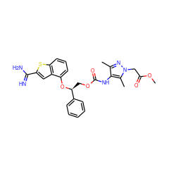 COC(=O)Cn1nc(C)c(NC(=O)OC[C@H](Oc2cccc3sc(C(=N)N)cc23)c2ccccc2)c1C ZINC000045373929