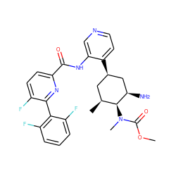 COC(=O)N(C)[C@H]1[C@@H](C)C[C@@H](c2ccncc2NC(=O)c2ccc(F)c(-c3c(F)cccc3F)n2)C[C@H]1N ZINC000207255756