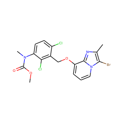 COC(=O)N(C)c1ccc(Cl)c(COc2cccn3c(Br)c(C)nc23)c1Cl ZINC000013778275