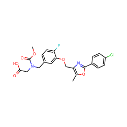 COC(=O)N(CC(=O)O)Cc1ccc(F)c(OCc2nc(-c3ccc(Cl)cc3)oc2C)c1 ZINC000653825422