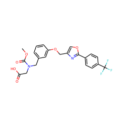 COC(=O)N(CC(=O)O)Cc1cccc(OCc2coc(-c3ccc(C(F)(F)F)cc3)n2)c1 ZINC000049088297