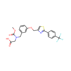 COC(=O)N(CC(=O)O)Cc1cccc(OCc2csc(-c3ccc(C(F)(F)F)cc3)n2)c1 ZINC000043200301