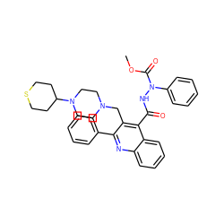 COC(=O)N(NC(=O)c1c(CN2CCN(C3CCSCC3)CC2)c(-c2ccccc2)nc2ccccc12)c1ccccc1 ZINC000036126749