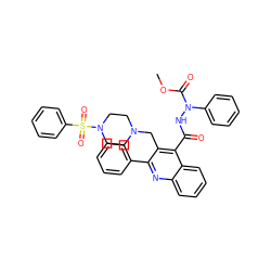 COC(=O)N(NC(=O)c1c(CN2CCN(S(=O)(=O)c3ccccc3)CC2)c(-c2ccccc2)nc2ccccc12)c1ccccc1 ZINC000049942530