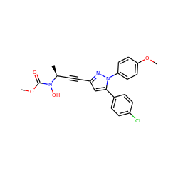 COC(=O)N(O)[C@@H](C)C#Cc1cc(-c2ccc(Cl)cc2)n(-c2ccc(OC)cc2)n1 ZINC000028094974