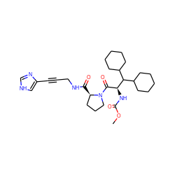 COC(=O)N[C@@H](C(=O)N1CCC[C@H]1C(=O)NCC#Cc1c[nH]cn1)C(C1CCCCC1)C1CCCCC1 ZINC000026668246