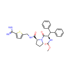 COC(=O)N[C@@H](C(=O)N1CCC[C@H]1C(=O)NCc1ccc(C(=N)N)s1)C(c1ccccc1)c1ccccc1 ZINC000027187089