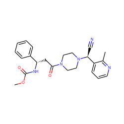 COC(=O)N[C@@H](CC(=O)N1CCN([C@@H](C#N)c2cccnc2C)CC1)c1ccccc1 ZINC000013745795