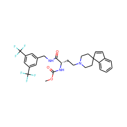 COC(=O)N[C@@H](CCN1CCC2(C=Cc3ccccc32)CC1)C(=O)NCc1cc(C(F)(F)F)cc(C(F)(F)F)c1 ZINC000034804341