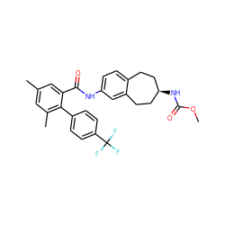 COC(=O)N[C@@H]1CCc2ccc(NC(=O)c3cc(C)cc(C)c3-c3ccc(C(F)(F)F)cc3)cc2CC1 ZINC000013471307