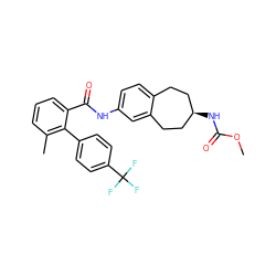 COC(=O)N[C@@H]1CCc2ccc(NC(=O)c3cccc(C)c3-c3ccc(C(F)(F)F)cc3)cc2CC1 ZINC000013471295