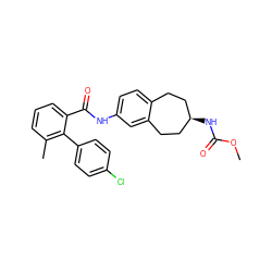 COC(=O)N[C@@H]1CCc2ccc(NC(=O)c3cccc(C)c3-c3ccc(Cl)cc3)cc2CC1 ZINC000013471318
