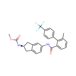 COC(=O)N[C@@H]1Cc2ccc(NC(=O)c3cccc(C)c3-c3ccc(C(F)(F)F)cc3)cc2C1 ZINC000003972836