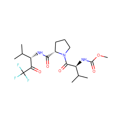 COC(=O)N[C@H](C(=O)N1CCC[C@H]1C(=O)N[C@H](C(=O)C(F)(F)F)C(C)C)C(C)C ZINC000003918380