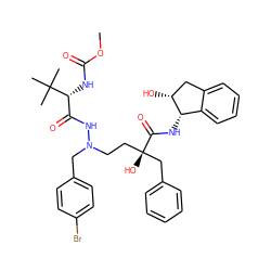 COC(=O)N[C@H](C(=O)NN(CC[C@@](O)(Cc1ccccc1)C(=O)N[C@H]1c2ccccc2C[C@H]1O)Cc1ccc(Br)cc1)C(C)(C)C ZINC000049709170
