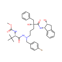 COC(=O)N[C@H](C(=O)NN(CCC[C@@](O)(Cc1ccccc1)C(=O)N[C@H]1c2ccccc2C[C@H]1O)Cc1ccc(Br)cc1)C(C)(C)C ZINC000024942918