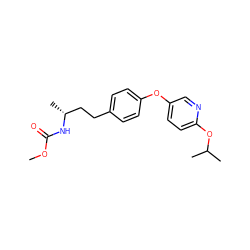 COC(=O)N[C@H](C)CCc1ccc(Oc2ccc(OC(C)C)nc2)cc1 ZINC000066252099