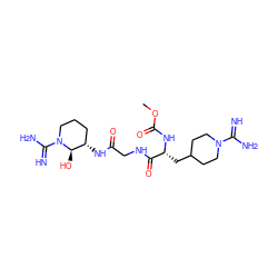 COC(=O)N[C@H](CC1CCN(C(=N)N)CC1)C(=O)NCC(=O)N[C@H]1CCCN(C(=N)N)[C@@H]1O ZINC000027854053