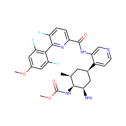 COC(=O)N[C@H]1[C@@H](C)C[C@@H](c2ccncc2NC(=O)c2ccc(F)c(-c3c(F)cc(OC)cc3F)n2)C[C@H]1N ZINC000261112774