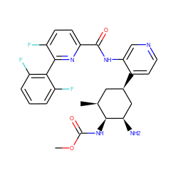 COC(=O)N[C@H]1[C@@H](C)C[C@@H](c2ccncc2NC(=O)c2ccc(F)c(-c3c(F)cccc3F)n2)C[C@H]1N ZINC000149186535