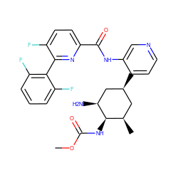 COC(=O)N[C@H]1[C@@H](N)C[C@@H](c2ccncc2NC(=O)c2ccc(F)c(-c3c(F)cccc3F)n2)C[C@H]1C ZINC000149186127