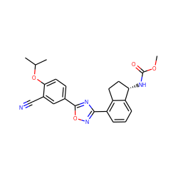 COC(=O)N[C@H]1CCc2c(-c3noc(-c4ccc(OC(C)C)c(C#N)c4)n3)cccc21 ZINC000198839156