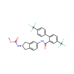 COC(=O)N[C@H]1Cc2ccc(NC(=O)c3cc(C(F)(F)F)ccc3-c3ccc(C(F)(F)F)cc3)cc2C1 ZINC000027524732
