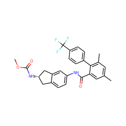 COC(=O)N[C@H]1Cc2ccc(NC(=O)c3cc(C)cc(C)c3-c3ccc(C(F)(F)F)cc3)cc2C1 ZINC000013471191