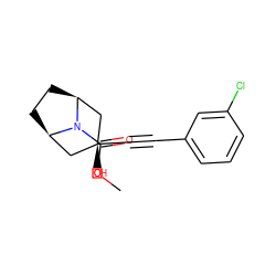 COC(=O)N1[C@H]2CC[C@@H]1C[C@@](O)(C#Cc1cccc(Cl)c1)C2 ZINC000103287299