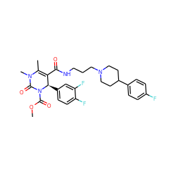 COC(=O)N1C(=O)N(C)C(C)=C(C(=O)NCCCN2CCC(c3ccc(F)cc3)CC2)[C@H]1c1ccc(F)c(F)c1 ZINC000026651333