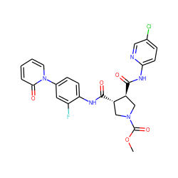 COC(=O)N1C[C@H](C(=O)Nc2ccc(Cl)cn2)[C@@H](C(=O)Nc2ccc(-n3ccccc3=O)cc2F)C1 ZINC000058576009