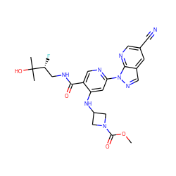 COC(=O)N1CC(Nc2cc(-n3ncc4cc(C#N)cnc43)ncc2C(=O)NC[C@@H](F)C(C)(C)O)C1 ZINC001772575536