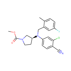 COC(=O)N1CC[C@H](N(Cc2cc(F)ccc2C)c2ccc(C#N)c(Cl)c2)C1 ZINC000045336987