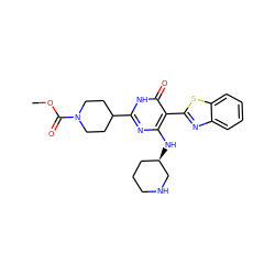 COC(=O)N1CCC(c2nc(N[C@@H]3CCCNC3)c(-c3nc4ccccc4s3)c(=O)[nH]2)CC1 ZINC001772633847