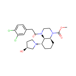 COC(=O)N1CCN(C(=O)Cc2ccc(Cl)c(Cl)c2)[C@@H]2[C@@H](N3CC[C@H](O)C3)CCC[C@@H]21 ZINC001772578081