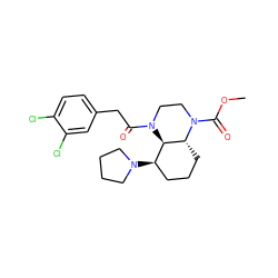 COC(=O)N1CCN(C(=O)Cc2ccc(Cl)c(Cl)c2)[C@@H]2[C@H](N3CCCC3)CCC[C@H]21 ZINC000473169975