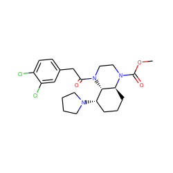 COC(=O)N1CCN(C(=O)Cc2ccc(Cl)c(Cl)c2)[C@H]2[C@@H](N3CCCC3)CCC[C@@H]21 ZINC000218148411