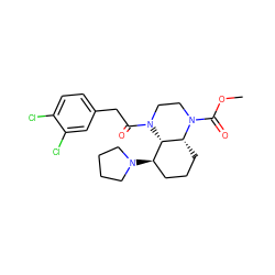 COC(=O)N1CCN(C(=O)Cc2ccc(Cl)c(Cl)c2)[C@H]2[C@H](N3CCCC3)CCC[C@H]21 ZINC000222929967